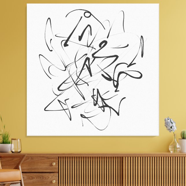 Impressão Em Tela Caos na Tinta – Abstração Expressiva de Linhas (Insitu(Sala de estar))