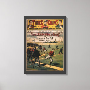 Impressão Em Tela Capa da Revista Vintage Sports Baseball Três Amigo