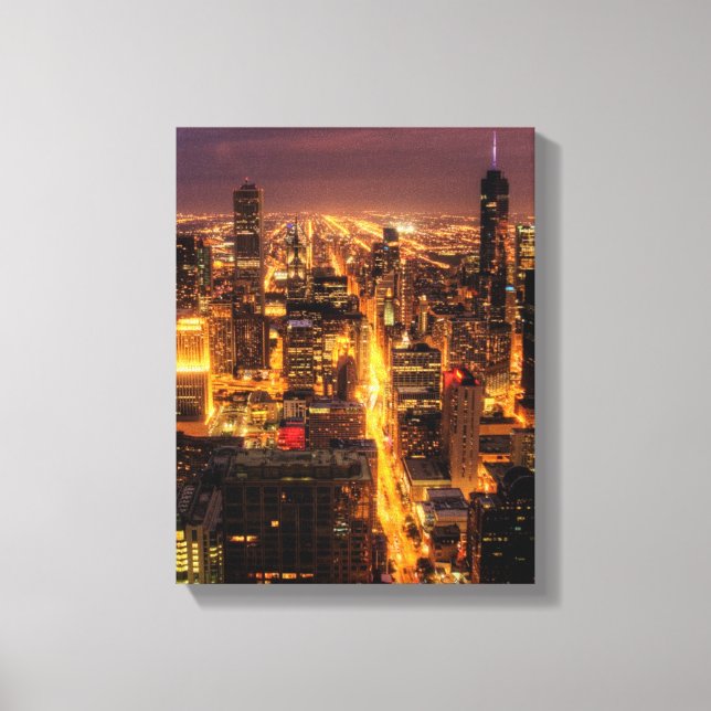 Impressão Em Tela Capa de cidade noturna de Chicago (Frente)