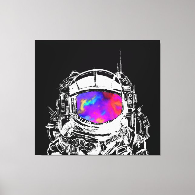 Impressão Em Tela Capacete de Astronauta Trippy (Frente)