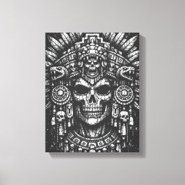 Impressão Em Tela Capacete de Caveira Asteca por BurnsInHell