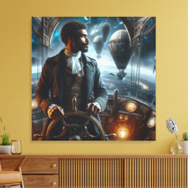 Impressão Em Tela Capitão Espacial Steampunk Vitoriano do Ar