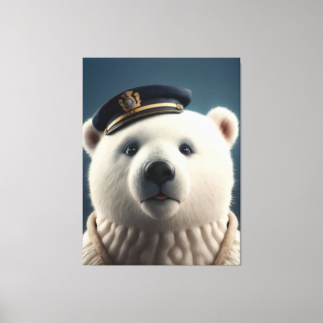 Impressão Em Tela Capitão Piloto de Urso Polar (Frente)