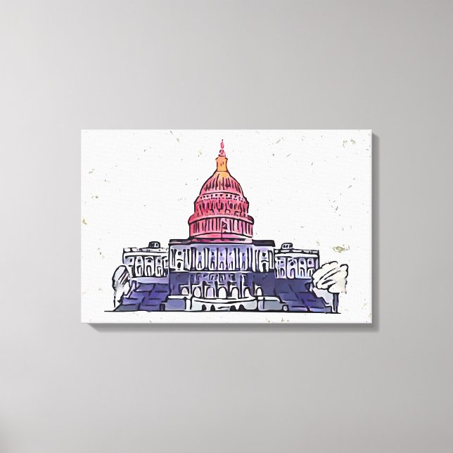 Impressão Em Tela Capitólio dos Estados Unidos (Frente)