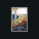 Impressão Em Tela Capri, Itália Viagens vintage Poster<br><div class="desc">Este poster de publicidade da safra é para Capri,  Itália. É uma pintura olhando para o Oceano a partir de cima de uma montanha.</div>
