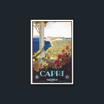Impressão Em Tela Capri, Itália Viagens vintage Poster<br><div class="desc">Este poster de publicidade da safra é para Capri,  Itália. É uma pintura olhando para o Oceano a partir de cima de uma montanha.</div>
