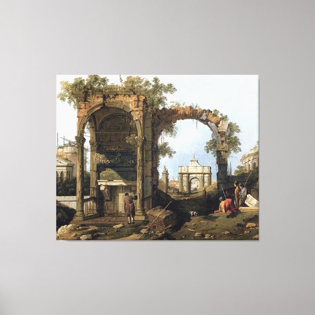 Impressão Em Tela Capriccio com ruínas e edifícios clássicos (Frente)
