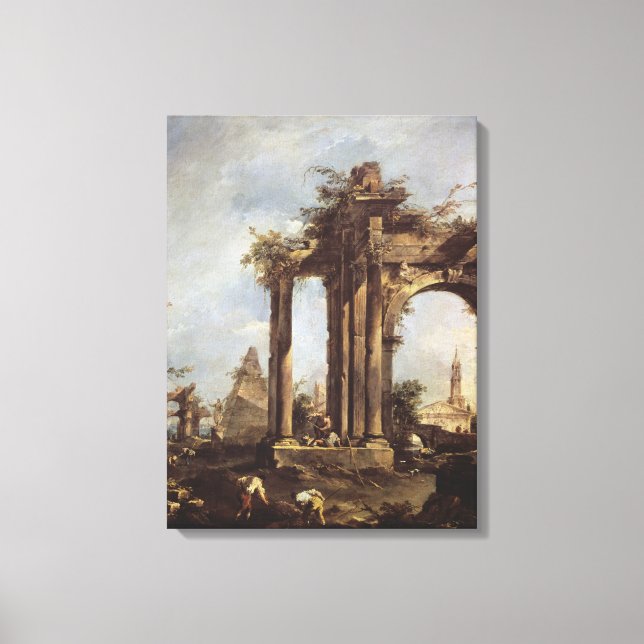 Impressão Em Tela Capriccio com ruínas romanas, uma pirâmide e (Frente)