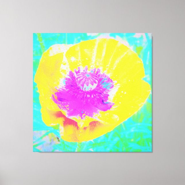 Impressão Em Tela Cápsula amarela com centro rosa quente em turquesa (Frente)