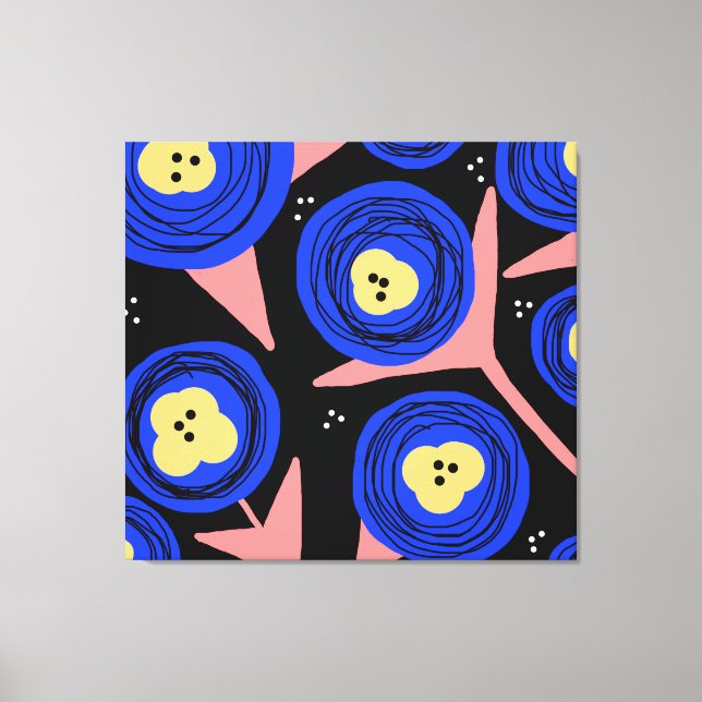 Impressão Em Tela Cápsulas Florais Negrito Abstrato Amarelas (Frente)