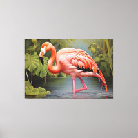 Captivando a pintura Vintage Flamingo AI-Art