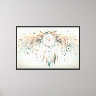 Impressão Em Tela Capturador de Sonhos Borboleta Floral Pastel