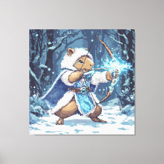 Impressão Em Tela Capybara Ice Archer - Fantasy Pixel Art