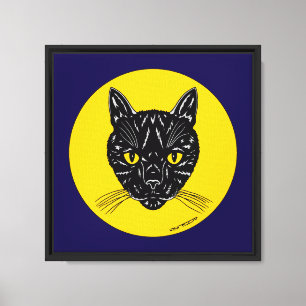 Impressão Em Tela Cara de Gato Preto