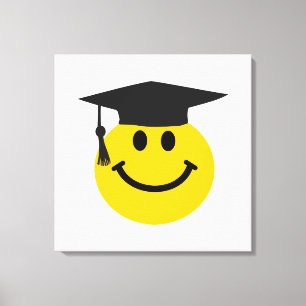 Impressão Em Tela Cara graduada com chapéu da graduação