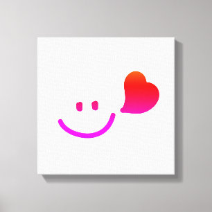 Impressão Em Tela Cara Sorridente Fofa com Coração – Arte Feliz Mini