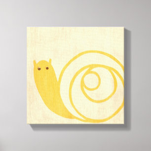 Impressão Em Tela Caracol Amarelo no Fundo do Cream