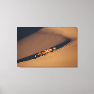 Impressão Em Tela Caravana de camelos no deserto, Dunhuang, Gansu
