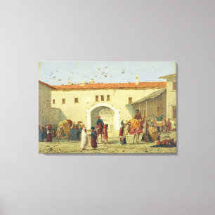 Impressão Em Tela Caravançará em Mylasa, Turquia, 1845 (óleo no