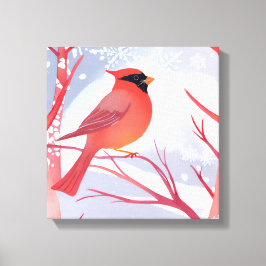 Impressão Em Tela Cardinal Vermelho | Bela Pintura em Aquarela