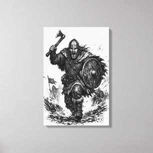 Impressão Em Tela Carga do Guerreiro Viking – Batalha de Tinta