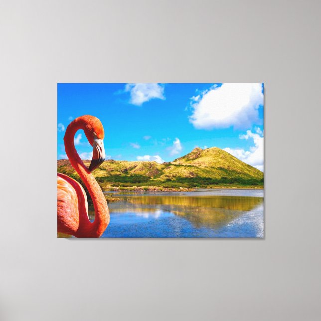 Impressão Em Tela Caribe flamingo nas Ruas, Triptych (Frente)