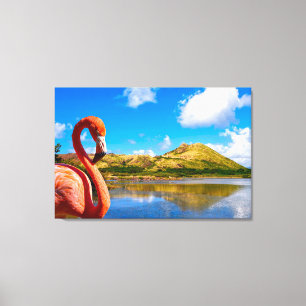 Impressão Em Tela Caribe flamingo nas Ruas, Triptych
