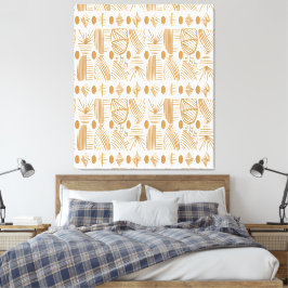 Impressão Em Tela Caribe Tribal Mudcloth: Branco, Dourado