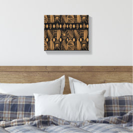 Impressão Em Tela Caribe Tribal Mudcloth: Preto, Dourado