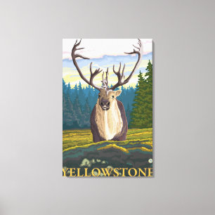 Impressão Em Tela Caribu no selvagem - nacional de Yellowstone