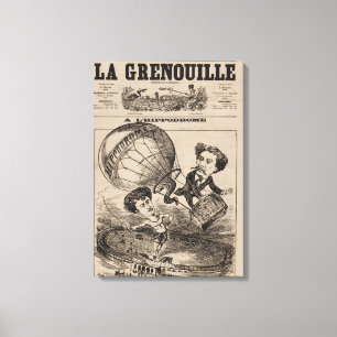 Impressão Em Tela Caricatura Francesa De Balonista No Balão De Ar Qu