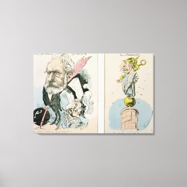 Impressão Em Tela Caricaturas de Victor Hugo e Napoleão III (Frente)