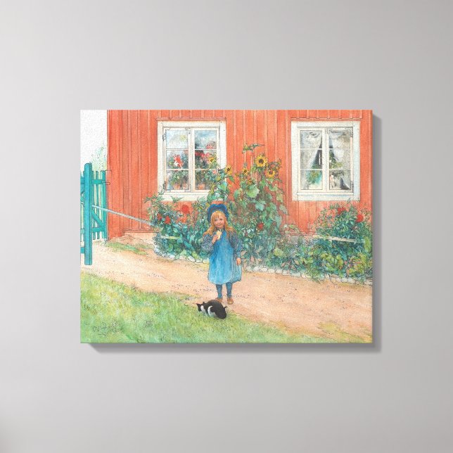 Impressão Em Tela Carl Larsson - Brita Com Um Gato (Frente)
