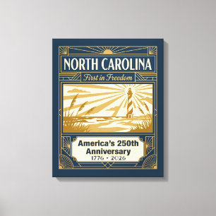 Impressão Em Tela Carolina do Norte Art Déco América 250º Aniversári