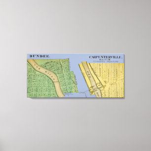 IMPRESSÃO EM TELA CARPENTERSVILLE DUNDEE ILLINOIS 1871 MAP