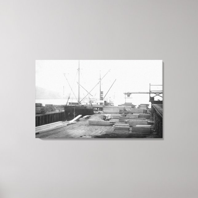 Impressão Em Tela Carregando madeira no navio General Hubbard (Frente)