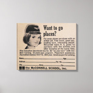 Impressão Em Tela Carreira da linha aérea Vintage Stewardess