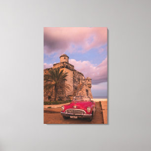 Impressão Em Tela Carro Clássico Vermelho, Cuba