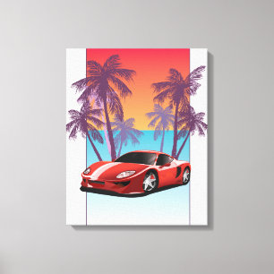 Impressão Em Tela Carro esportivo vermelho vintage