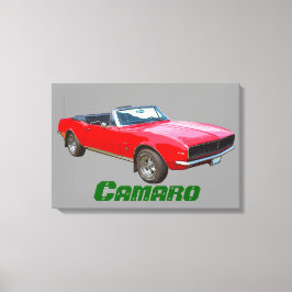 Impressão Em Tela Carro Muscular Camaro, convertível vermelho, 1967.