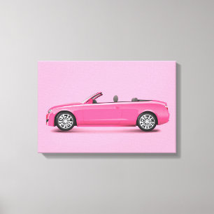 Impressão Em Tela Carro Rosa Quente