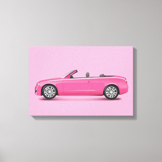 Impressão Em Tela Carro Rosa Quente (Frente)