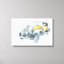 Carro vintage retrô amarelo.