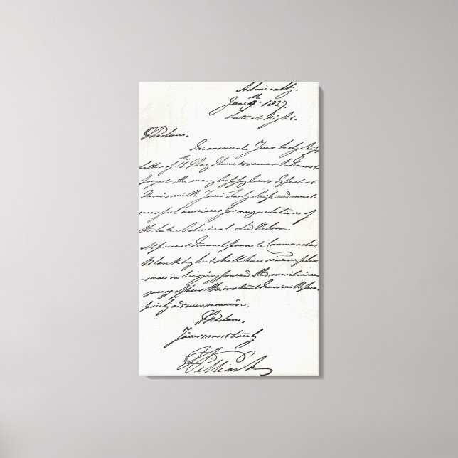 Impressão Em Tela Carta de William IV a Lady Nelson (Frente)
