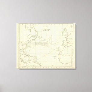 Impressão Em Tela Carta do Oceano Atlântico