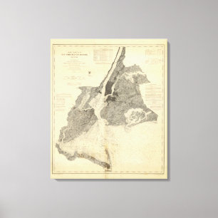 Impressão Em Tela Carta nenhuns da costa baía e porto de 20 New Yor