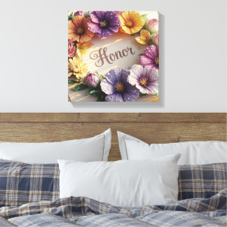 Impressão Em Tela Cartão de Boas-Vindas Luxuoso 3D com Desenho Flora