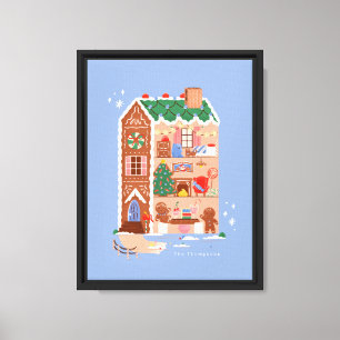 Impressão Em Tela cartão mágico do natal da casa do pão de gengibre