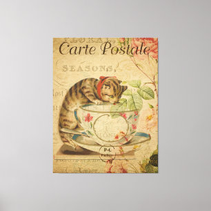 Impressão Em Tela Cartão postal francês Vintage Cup