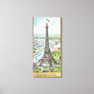 Impressão Em Tela Cartão que descreve a torre Eiffel